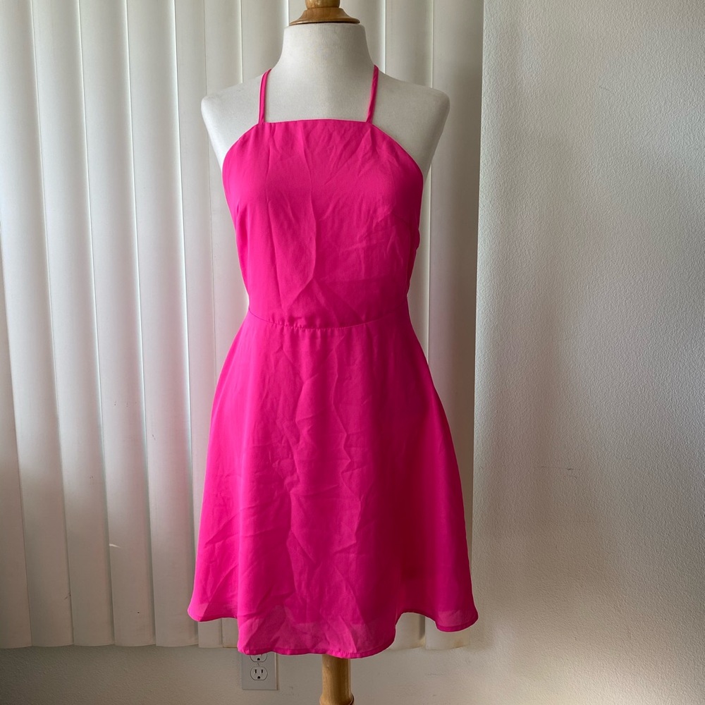 Tobi Hot Pink Dress Low Back Crisscross Straps S